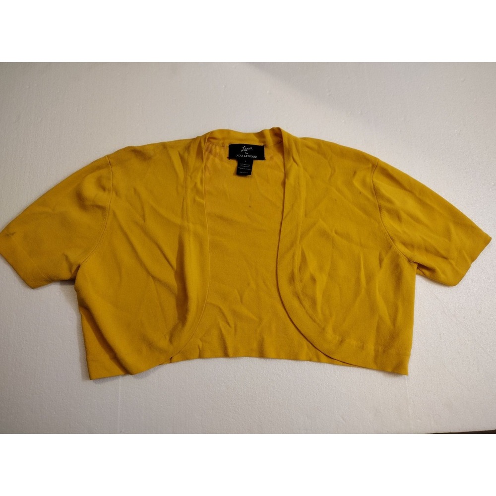 Lennie for Nina Leonard Bolero Womens L Cropped Short Sleeve Mustard Knit